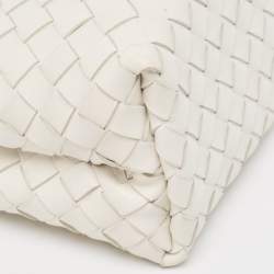 Pre Owned Bottega Veneta White Intrecciato Leather Small Andiamo Tote