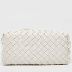 Pre Owned Bottega Veneta White Intrecciato Leather Small Andiamo Tote