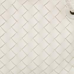 Pre Owned Bottega Veneta White Intrecciato Leather Small Andiamo Tote
