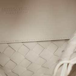 Pre Owned Bottega Veneta White Intrecciato Leather Small Andiamo Tote