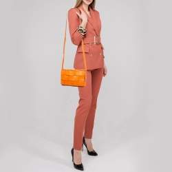 Pre Owned حقيبة كتف بوتيغا فينيتا كاسيت جلد أنترشياتو أخضر لامع