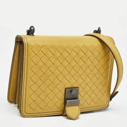 Bottega Veneta Light Yellow Intrecciato Leather Mini Runway Shoulder Bag