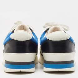 Pre Owned Bottega Veneta Multicolor Woven Leather and Suede Sneakers Size 38
