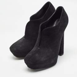 Bottega Veneta Black Suede Platform Ankle Boots Size 38.5