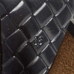 Pre Owned Bottega Veneta Metallic Leather Buckle Detail Platform Ankle Strap Sandals Size 38