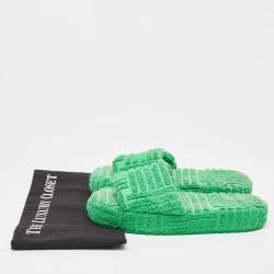 Bottega Veneta Green Cotton Fabric Sponge Platform Slides Size 36