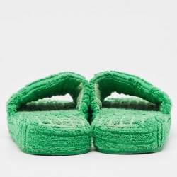 Bottega Veneta Green Cotton Fabric Sponge Platform Slides Size 36