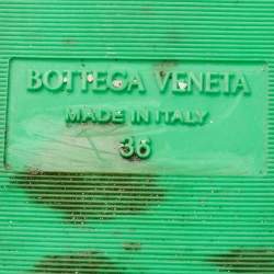 Bottega Veneta Green Cotton Fabric Sponge Platform Slides Size 36