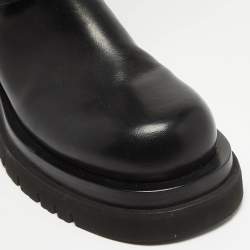 Pre Owned Bottega Veneta Black Leather Platform Knee Length Boots Size 37 