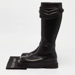 Pre Owned Bottega Veneta Black Leather Platform Knee Length Boots Size 37 