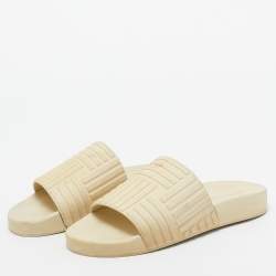 Bottega Veneta Cream Rubber Pool Slides Size 37