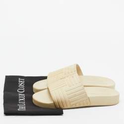 Bottega Veneta Cream Rubber Pool Slides Size 37