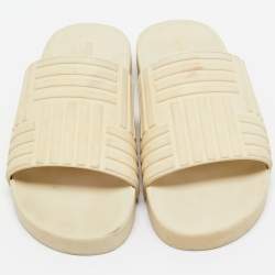 Bottega Veneta Cream Rubber Pool Slides Size 37