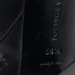 Pre Owned Bottega Veneta Black Woven Leather Knee Length Boots Size 39.5