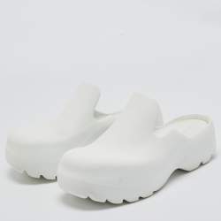 Pre Owned Bottega Veneta White Rubber Mule Sandals Size 43 