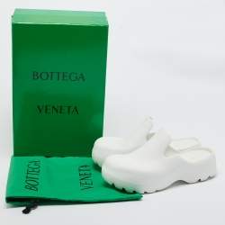Pre Owned Bottega Veneta White Rubber Mule Sandals Size 43 
