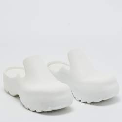 Pre Owned Bottega Veneta White Rubber Mule Sandals Size 43 