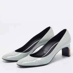 Bottega Veneta Grey Patent Round Toe Pumps Size 37.5