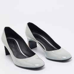 Bottega Veneta Grey Patent Round Toe Pumps Size 37.5