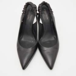Pre Owned Bottega Veneta Black Leather Pointed Toe Slingback Pumps Size 38