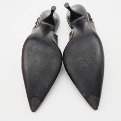 Pre Owned Bottega Veneta Black Leather Pointed Toe Slingback Pumps Size 38
