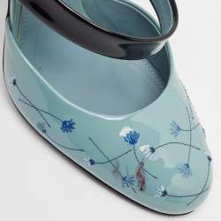 مملوكة مسبقًا Bottega Veneta Grey Patent Leather Printed D'Orsay Pumps Size 38.5