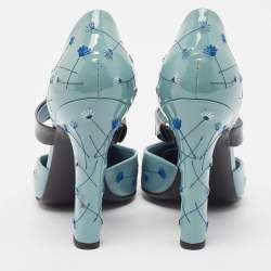 مملوكة مسبقًا Bottega Veneta Grey Patent Leather Printed D'Orsay Pumps Size 38.5