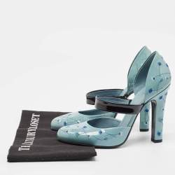 مملوكة مسبقًا Bottega Veneta Grey Patent Leather Printed D'Orsay Pumps Size 38.5