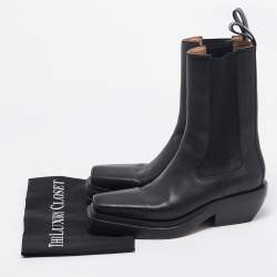 Pre Owned Bottega Veneta Black Leather Chelsea Boots Size 37.5