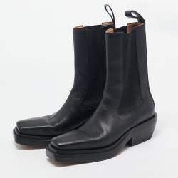 Pre Owned Bottega Veneta Black Leather Chelsea Boots Size 37.5