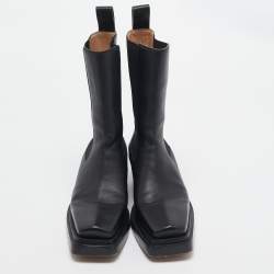 Pre Owned Bottega Veneta Black Leather Chelsea Boots Size 37.5