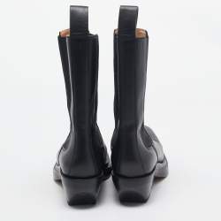 Pre Owned Bottega Veneta Black Leather Chelsea Boots Size 37.5