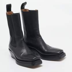 Pre Owned Bottega Veneta Black Leather Chelsea Boots Size 37.5