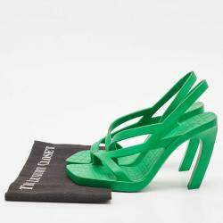 Pre Owned Bottega Veneta Green Rubber Jimbo Slingback Sandals Size 38