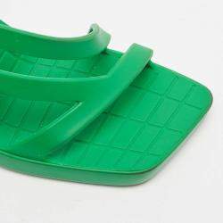 Pre Owned Bottega Veneta Green Rubber Jimbo Slingback Sandals Size 38