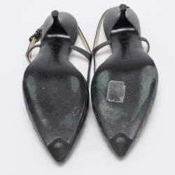 Pre Owned Bottega Veneta Grey Leather Slingback Pumps Size 37.5