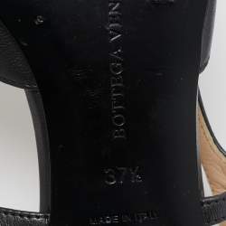 Pre Owned Bottega Veneta Grey Leather Slingback Pumps Size 37.5