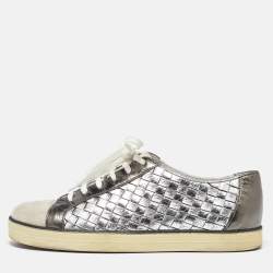 Bottega Veneta Multicolor Intrecciato Leather Sail Sneakers Size 37