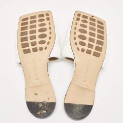 Pre Owned Bottega Veneta White Padded Leather Flat Slides Size 40