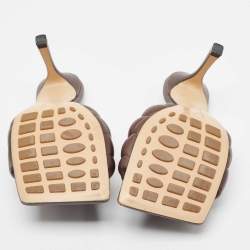 Pre Owned Bottega Veneta Brown Padded Leather Slide Sandals Size 38.5