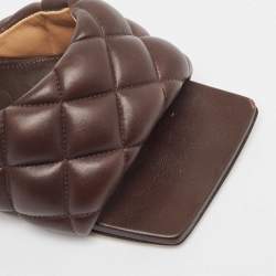 Pre Owned Bottega Veneta Brown Padded Leather Slide Sandals Size 38.5