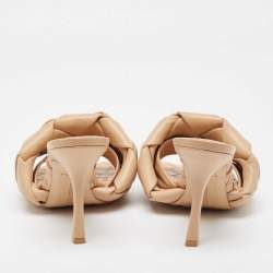 Pre Owned Bottega Veneta Beige Woven Leather Lido Slide Sandals Size 38