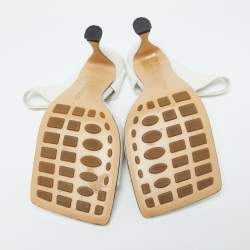 Pre Owned Bottega Veneta White Leather Thong Slide Sandals Size 37.5