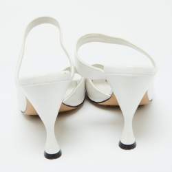 Pre Owned Bottega Veneta White Leather Thong Slide Sandals Size 37.5