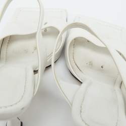 Pre Owned Bottega Veneta White Leather Thong Slide Sandals Size 37.5