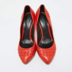 Pre Owned حذاء كعب عالي بوتيغا فينيتا تفاصيل إنترشياتو جلد أسود مقاس 40