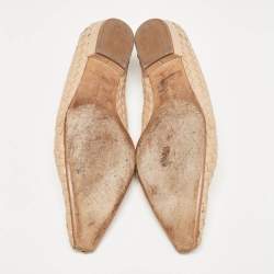 Pre Owned Bottega Veneta Beige Intrecciato Leather Flats Size 40