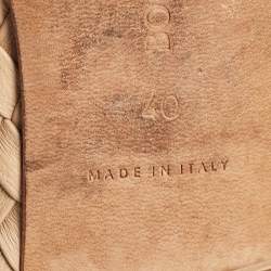 Pre Owned Bottega Veneta Beige Intrecciato Leather Flats Size 40