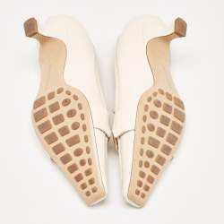 Bottega Veneta Off White Leather and Calf Hair Madame Pumps Size 37