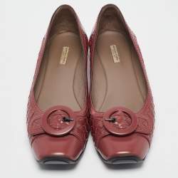 Bottega Veneta Brown Leather Buckle Ballet Flats Size 40